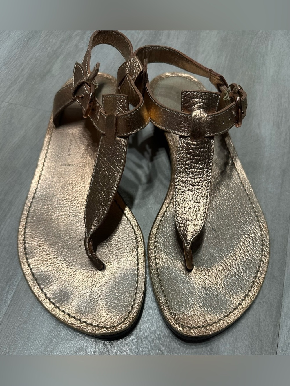 Sigerson Morrison Made in Italy Rose Gold Leather Sandals Sz 7